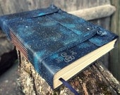 Handpainted Starry Night Blue Leather Journal or Sketchbook - Free Monogram Personalized Handpainted Starry Night Blue Leather Journal or Sketchbook - Free Monogram Personalized