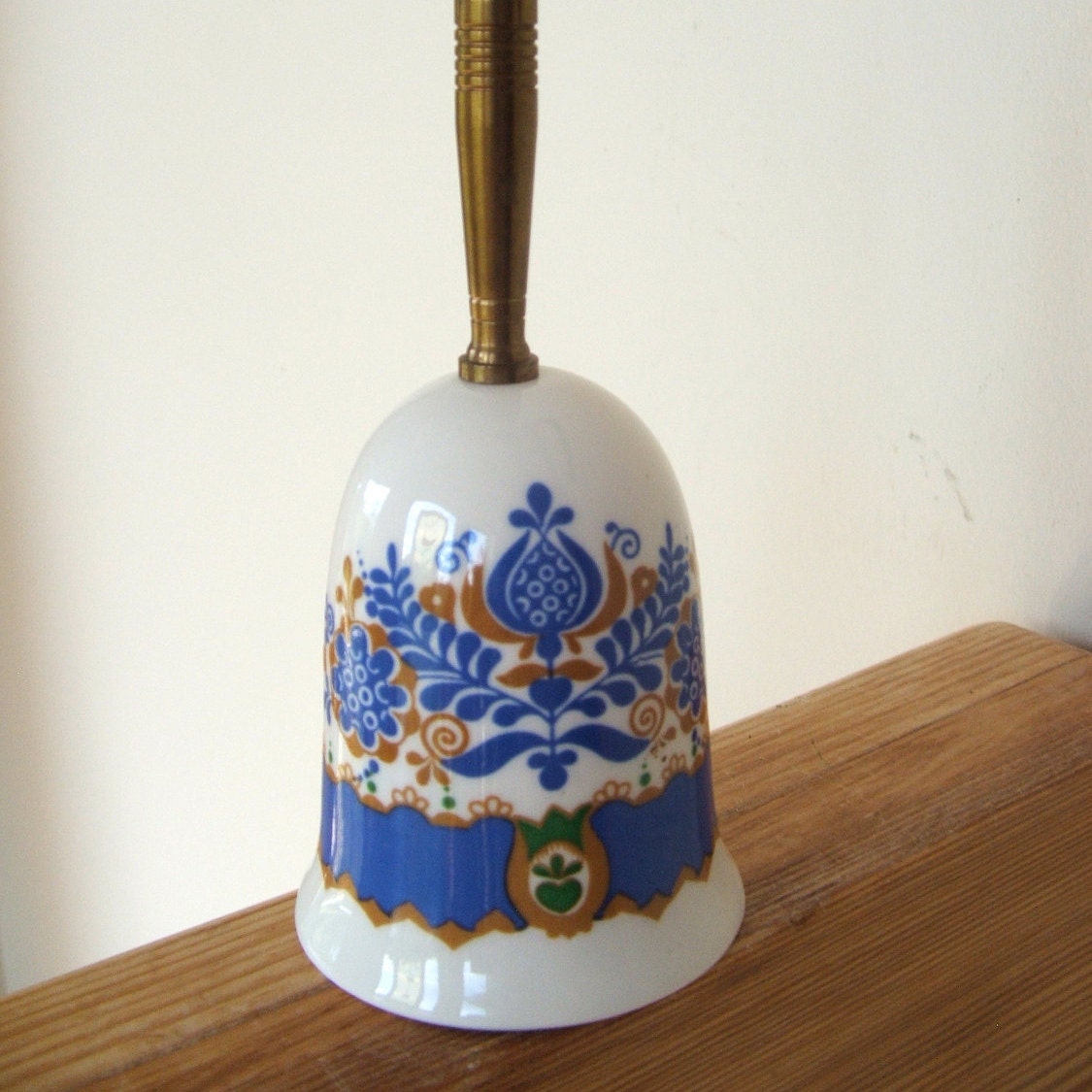 Vintage Porcelain Bell with brass handle