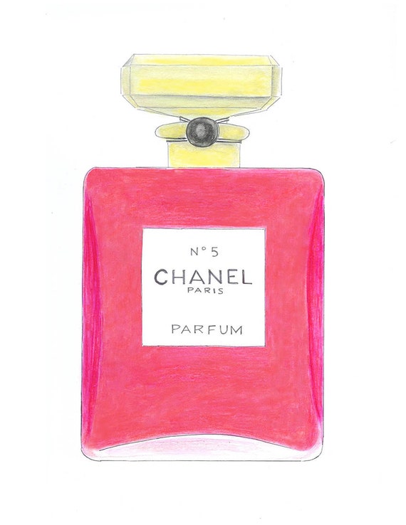 Chanel No.5 Perfume Pink Bottle Watercolor Fashion