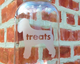 Dog Treats Jar - Choose Your Dog! Etched Glass, Etched Glassware