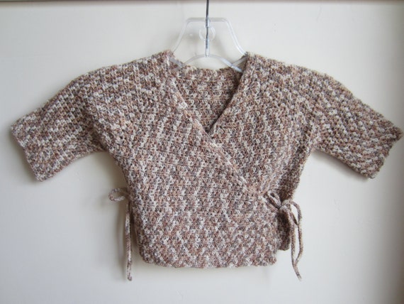 Kimono Baby Sweater Crocheted Size 3-9 Month Stretchy