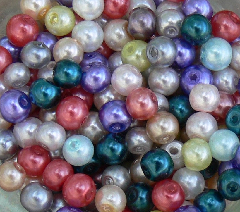 Assorted Colors Glass Pearl Beads 4mm Round 100 Pcs Dollar