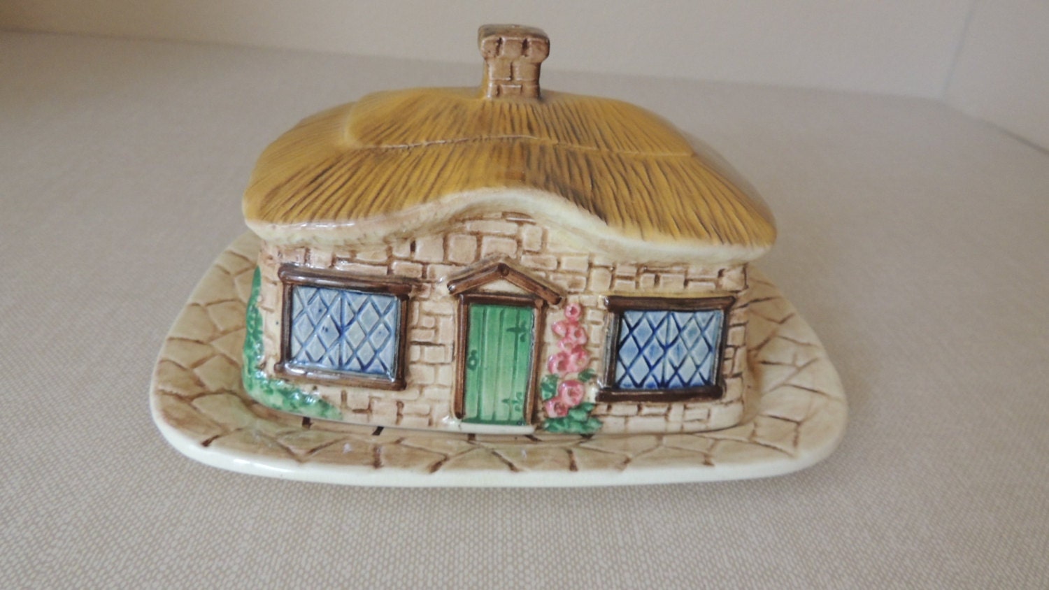 Vintage Cottage Ceramic English Staffordshire Butter Keeper. Sylva ...
