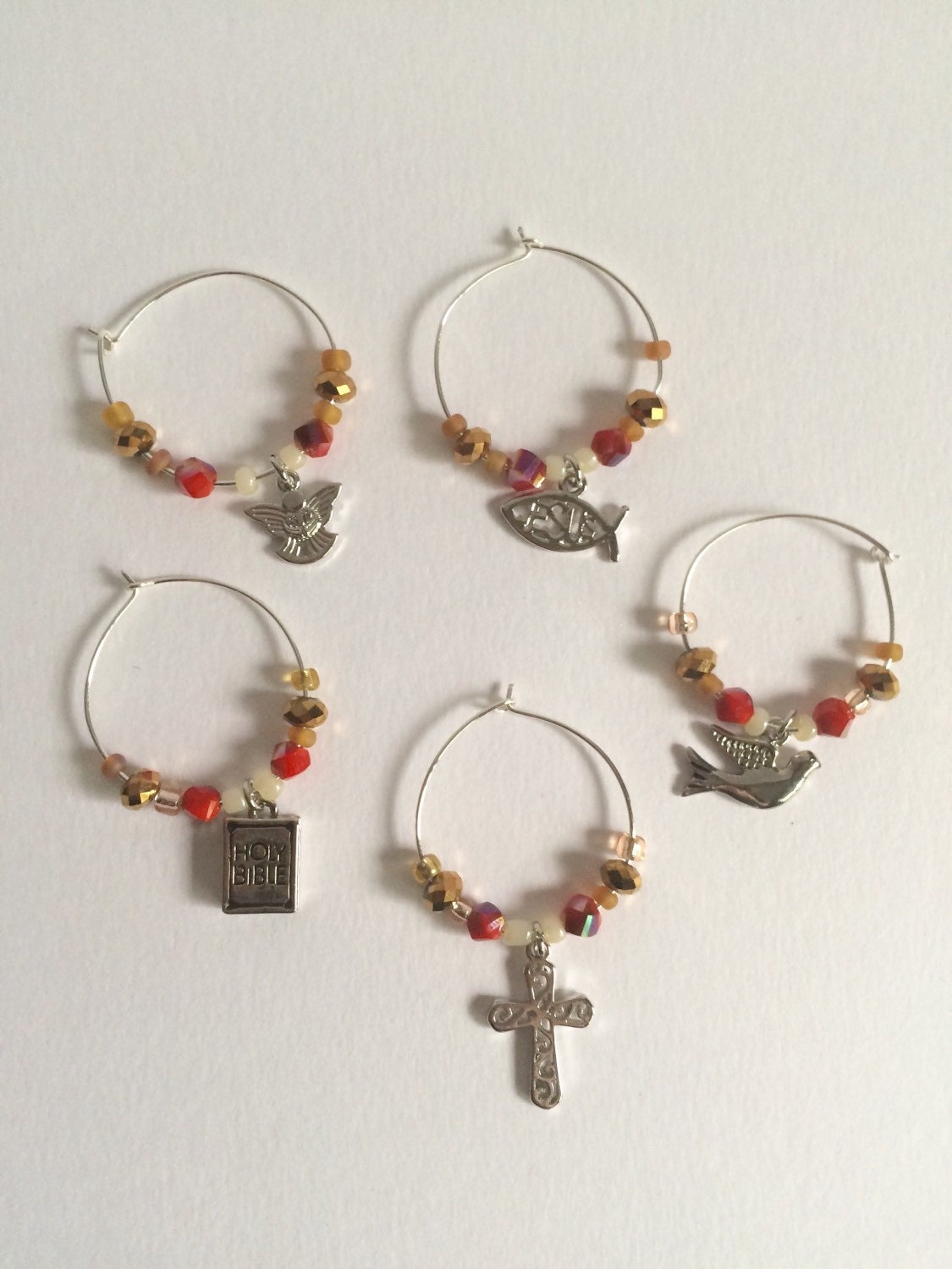Drinking for Jesus Wine Glass Charms Religious by TreasuresByKatie