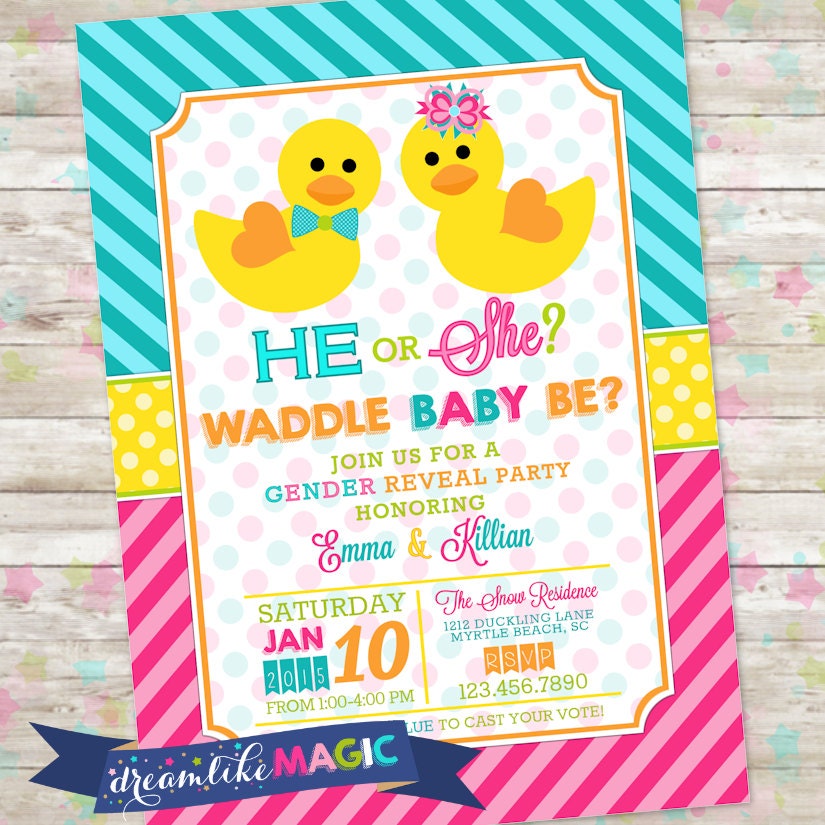 Waddle It Be Gender Reveal Invitations 5