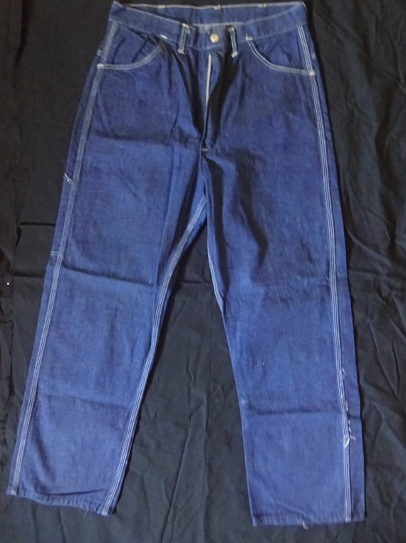 50s Carpenter blue jeans white stitching high by SPARKLEmeMORE