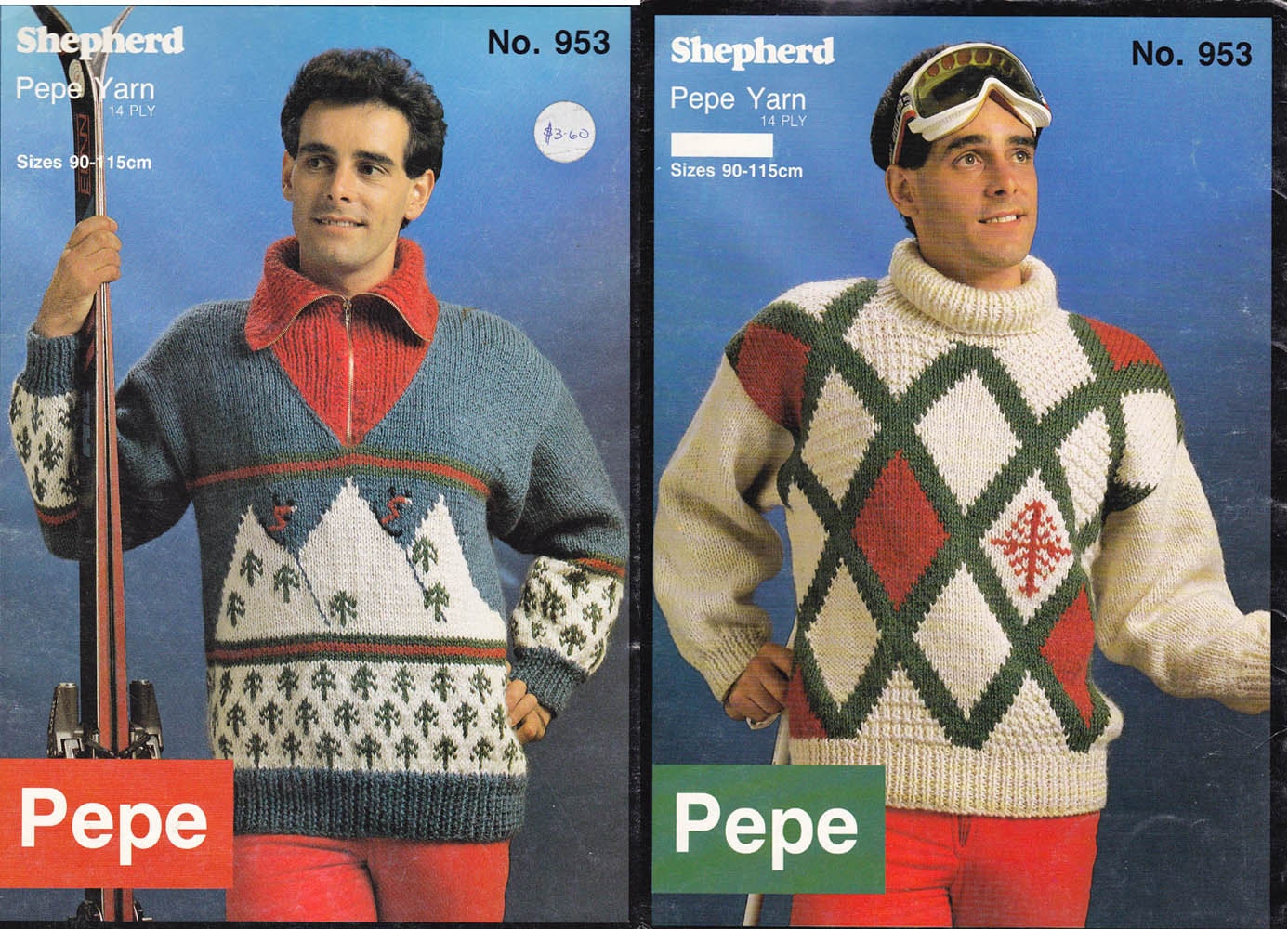 80s Mens Knitting pattern Booklet 14 ply Chunky Mens Ski