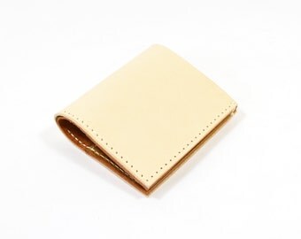 Veg Tan Brown Leather Bi Fold Card Bill Wallet Handmade