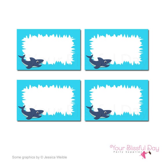 Shark Party Label Tents | Shark Buffet Labels | Shark Label Tents ...