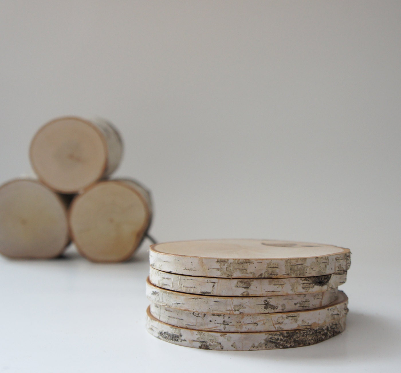 sale natural white birch wood coasters set of by urbanplusforest
