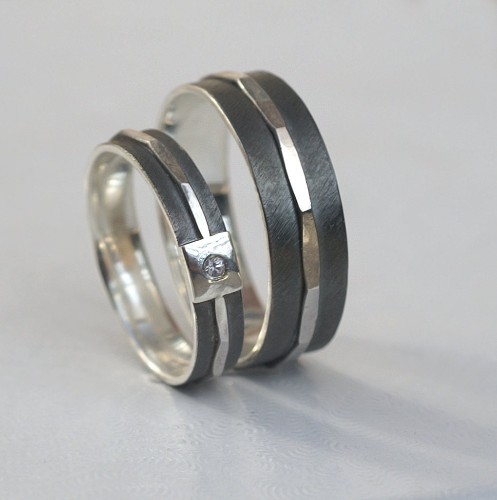 Textured His and Hers Wedding Bands Set of Matching Rings