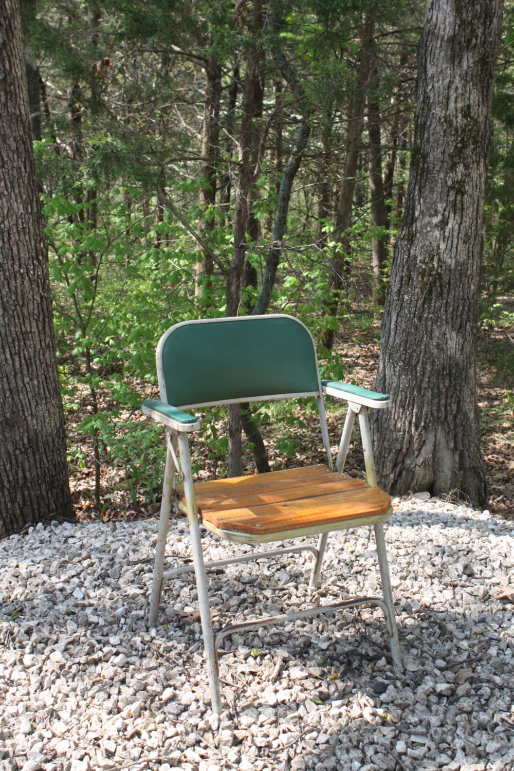 Vintage Wood Fold Up Camping Glamping Chair Wood Slats