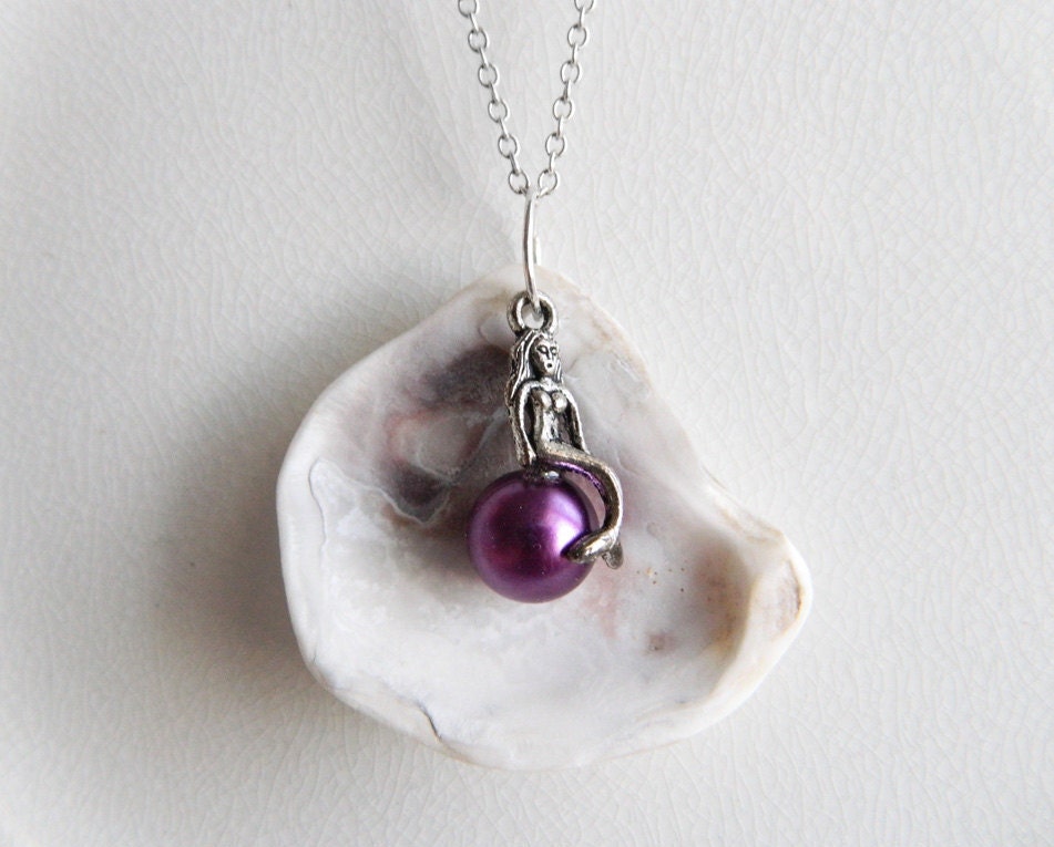 Chesapeake Oyster Necklace & Purple Mermaid Pearl Genuine