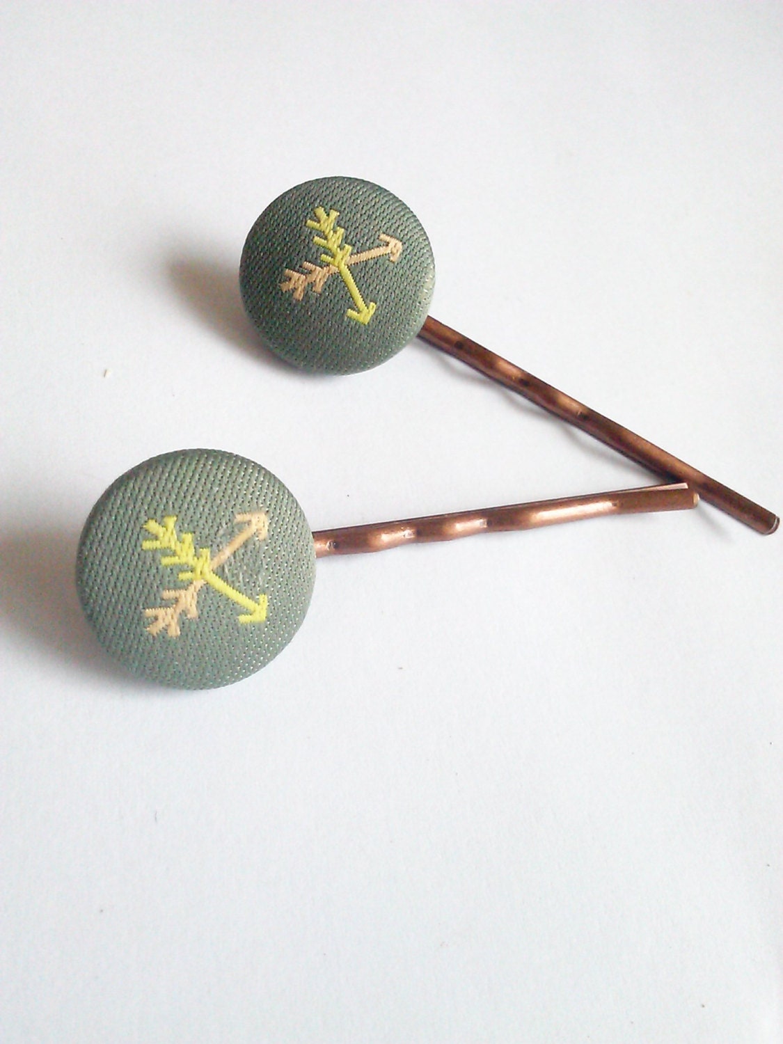 Gray & Copper Arrow Hair Pins / Set of 2 / by bluehoneyjewelry