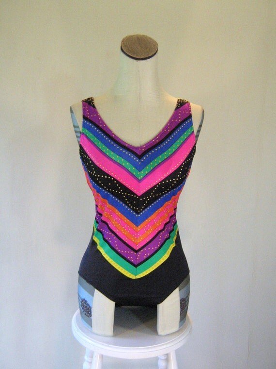 Bright Neon Chevron Swimsuit Leotard