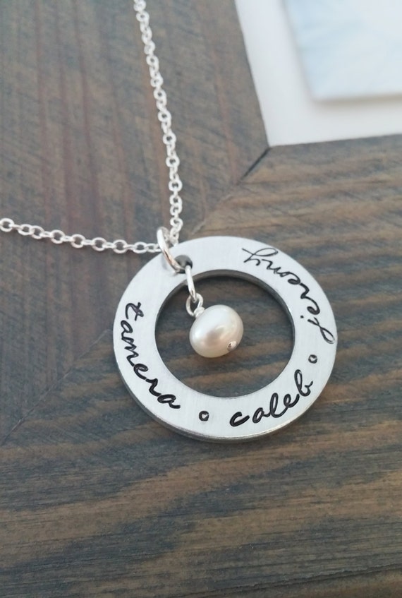 personalized silver necklace with pearl 