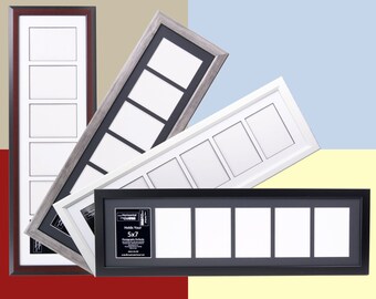 7 Opening 4x6 Glass Face Mahogany Picture Frame W// 10x36 White Mat Collage