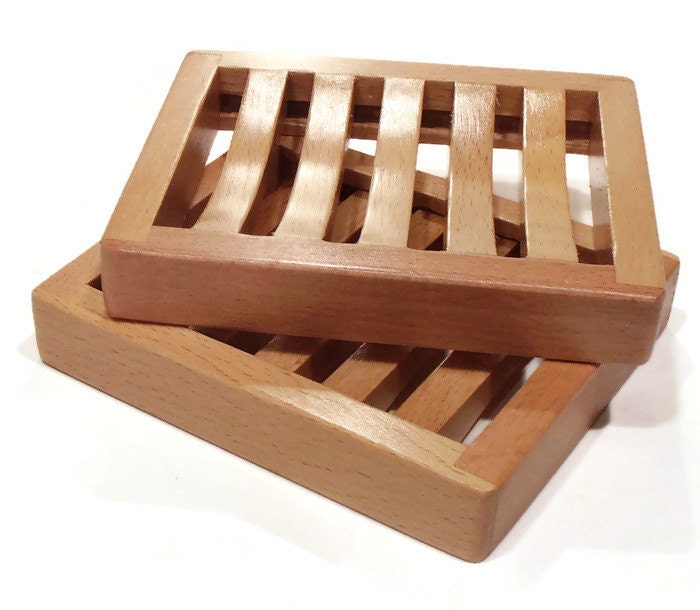 NEW Beech Wood Soap Tray Curved Rectangle Beech Wood Soap