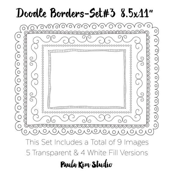 Doodle Border Clipart 8.5x11 Frame Clip Art Instant