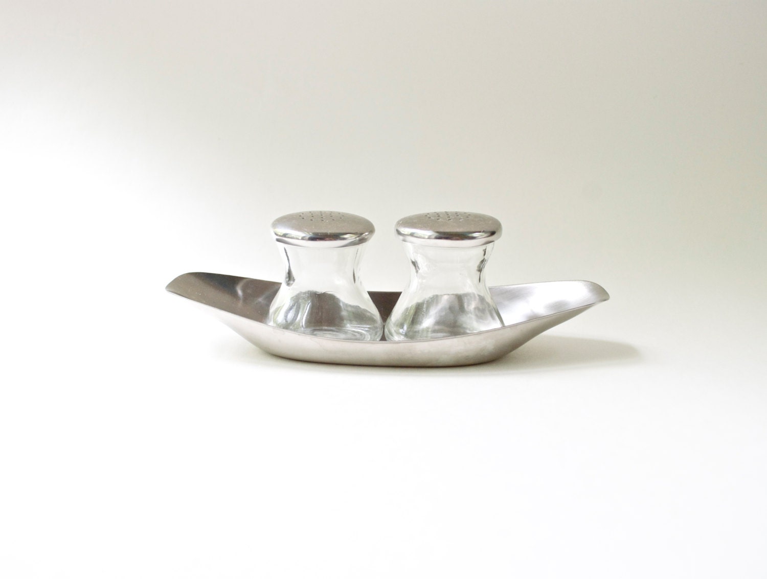 Vintage WMF Germany Stainless Steel Glass Salt Pepper Set Haute Juice