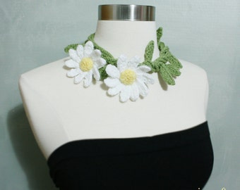 Sale Crochet Daisy Flower Lariat/Neckwrap