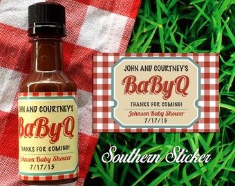 BabyQ Custom Barbecue Sauce Favors Personalized BBQ Labels & Empty 50 mL Bottles BabyQ Baby Shower Favors BBQ Cookout Baby Q Sauce SS-1030