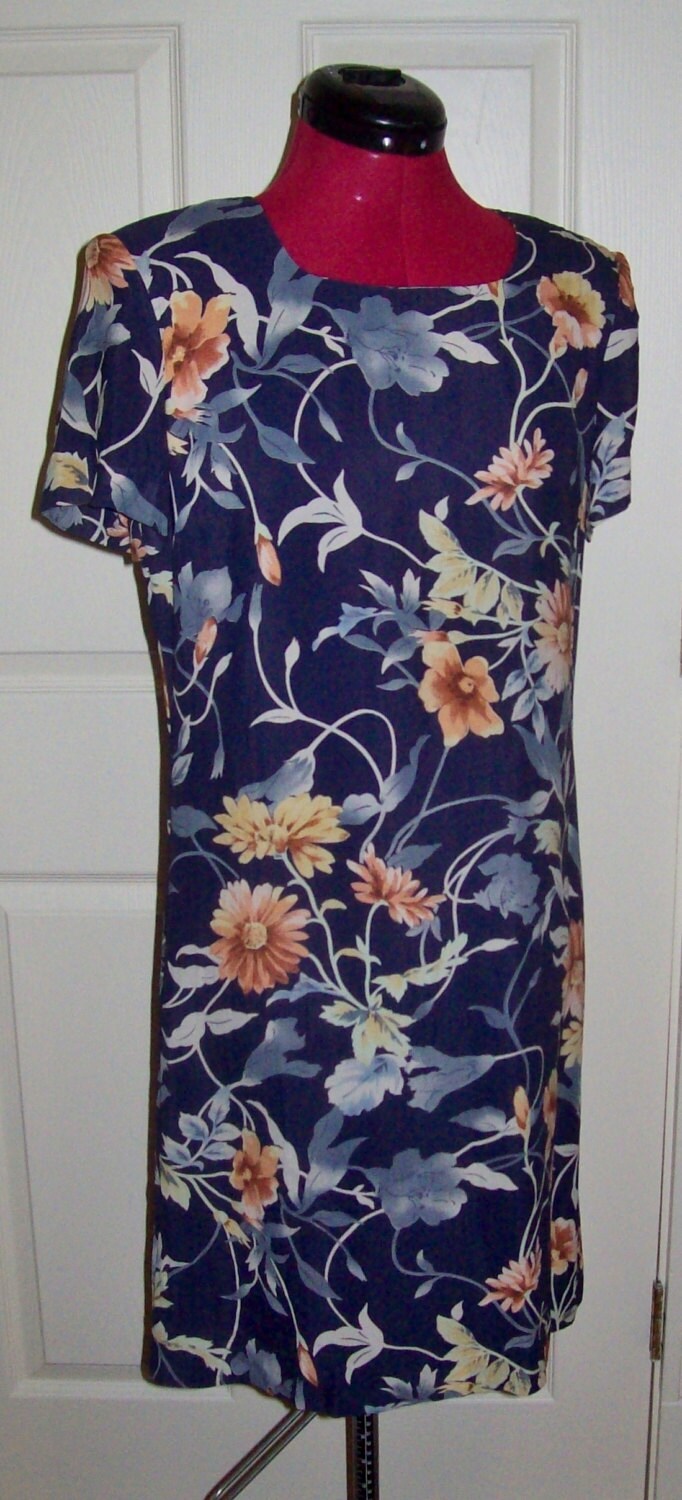 Navy blue dress with sleeves talbots size