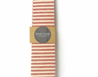 Red and ivory/cream striped tie - Wedding Mens Tie Skinny Necktie - Laid-Back necktie