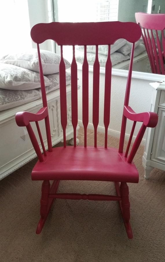 antique rocking chair in beautiful magenta by liveabundantly