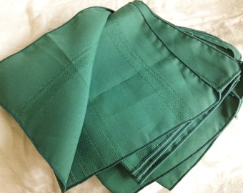 Lovely Set of 5 Vintage Dark Hunter Green Dinner Napkins