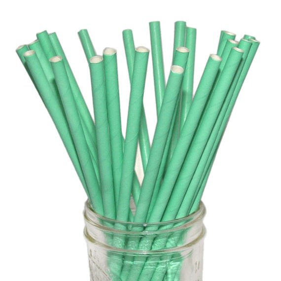 Paper Straw, Solid Teal, Aqua Straws Il_570xn