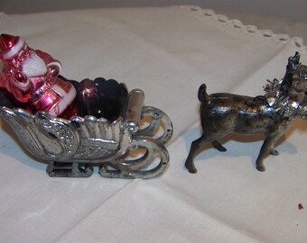 3 piece Santa sleigh and reindeer