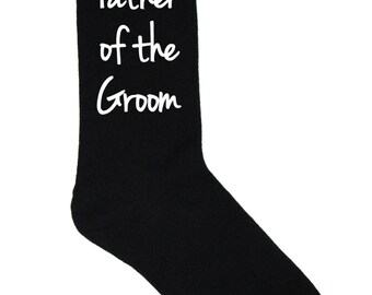 Father of the Groom Socks - Black Wedding Socks - Size 10-13
