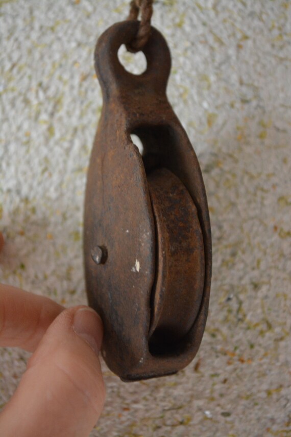 RESERVED FOR LENEBEN Small antique iron pulley vintage