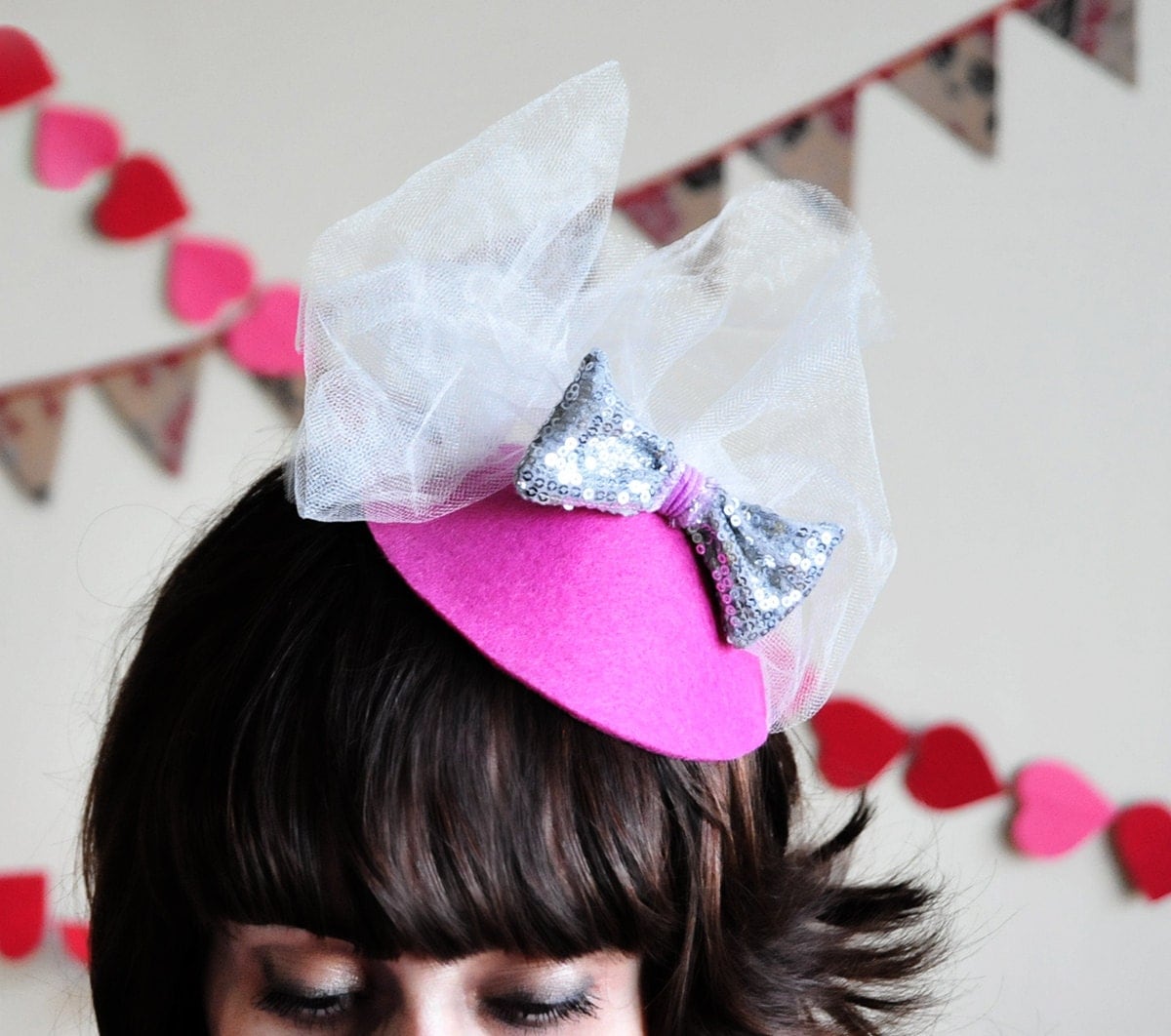 Bridal shower hat set.Wedding hat.Pink bridal by on Etsy