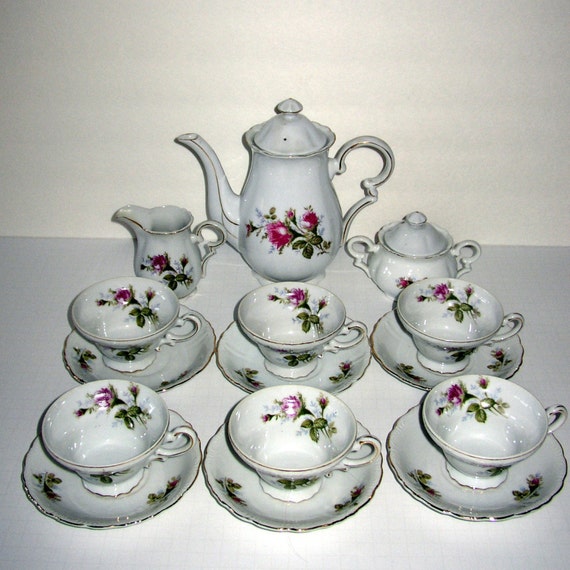 Vintage Tea Set Royal Sealy China Made in Japan Moss Rose