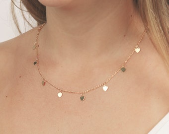 Gold necklace tiny gold heart necklace layering necklace love necklace minimalist delicate gold filled jewelry.