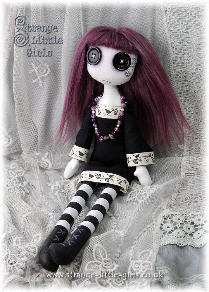 Gothic art doll with button eyes large by StrangeLittleGirlsUK