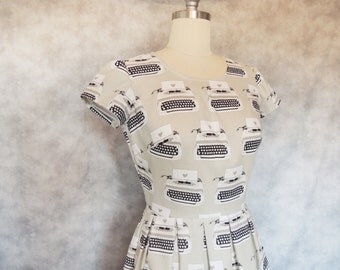 Typewriter Dress - Nerdy, Geeky, Quirky, Cute, Vintage Inspired, Retro, Women's Dress