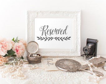 Reserved Sign, Wedding Reserved sign, printable wedding sign, reception sign, Reserved wedding sign, Gray wedding sign, Instant Download