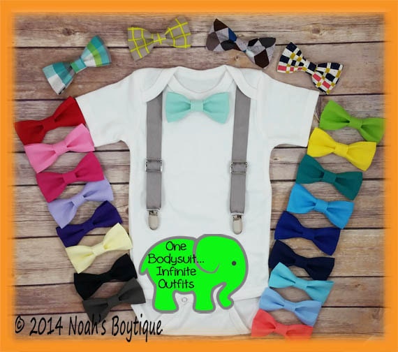 Baby Shower Gift Baby Boy Clothes Grey Suspender Outfit