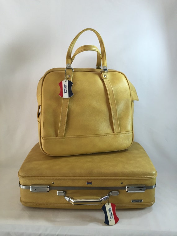 Set of Vintage Luggage One 21 Mustard Yellow by GirlGoesVintage