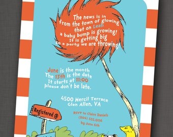 Dr. Seuss Baby Shower Invitation 5x7: Printable and Customizable