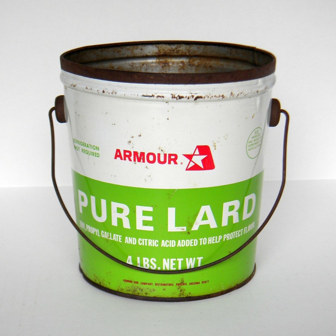 Vintage Armour Lard Can Farmhouse Kitchen Decor