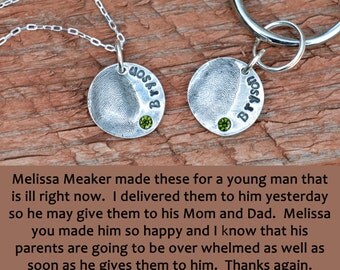 Fingerprint Necklace, Fingerprint Jewelry - Fingerprint Pendant with name and with or without birthstone