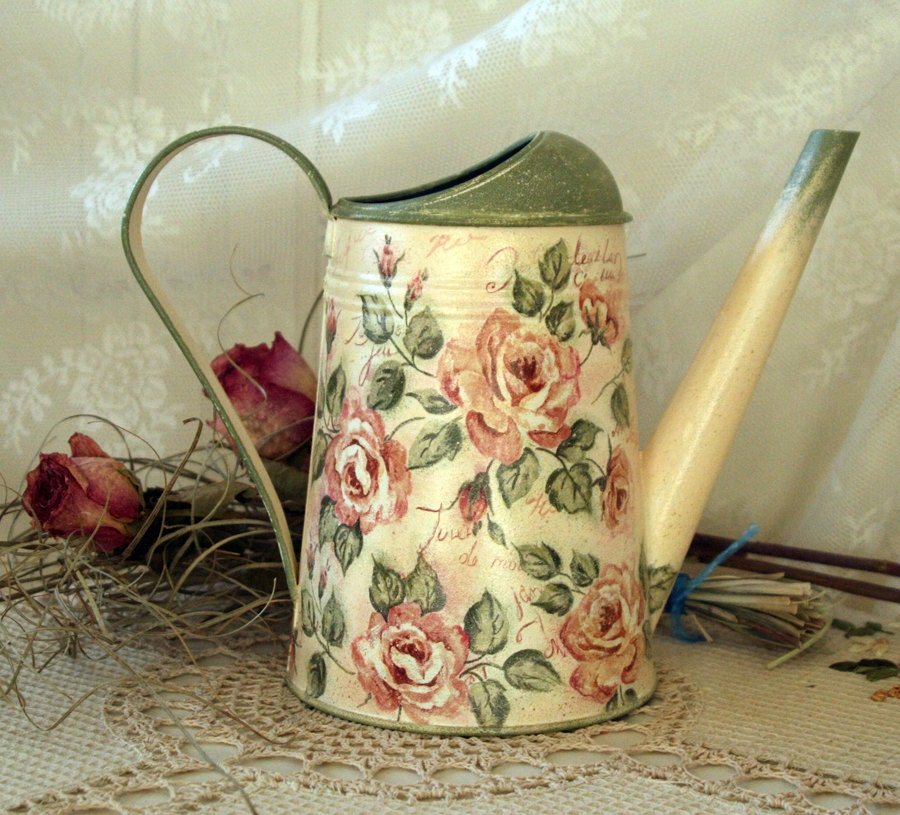 vintage style shabby chic watering can tea rose by decodvorik vintage style shabby chic watering can tea rose by decodvorik