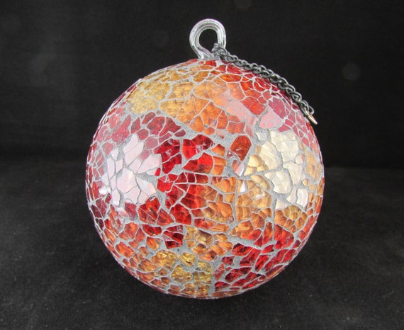 vintage mosaic gazing ball hanging outdoor decor red yellow vintage mosaic gazing ball hanging outdoor decor red yellow