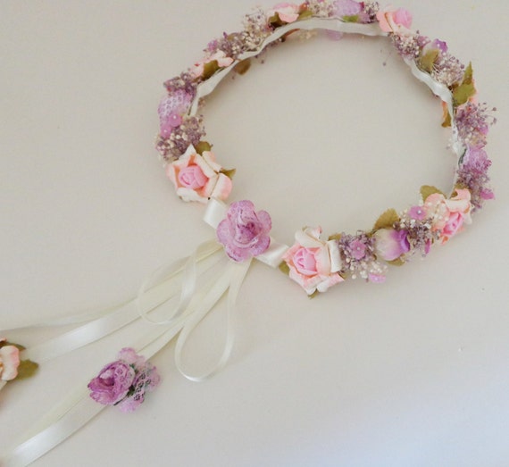 etsy Pink crown flower crown, lilac floral pink flower and crown