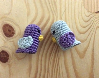Set of 2 Bird Finger Puppets, Animal Finger Puppets, Crochet Finger Puppets, Crochet Toys, Crochet Bird Toy, Amigurumi Finger Puppets