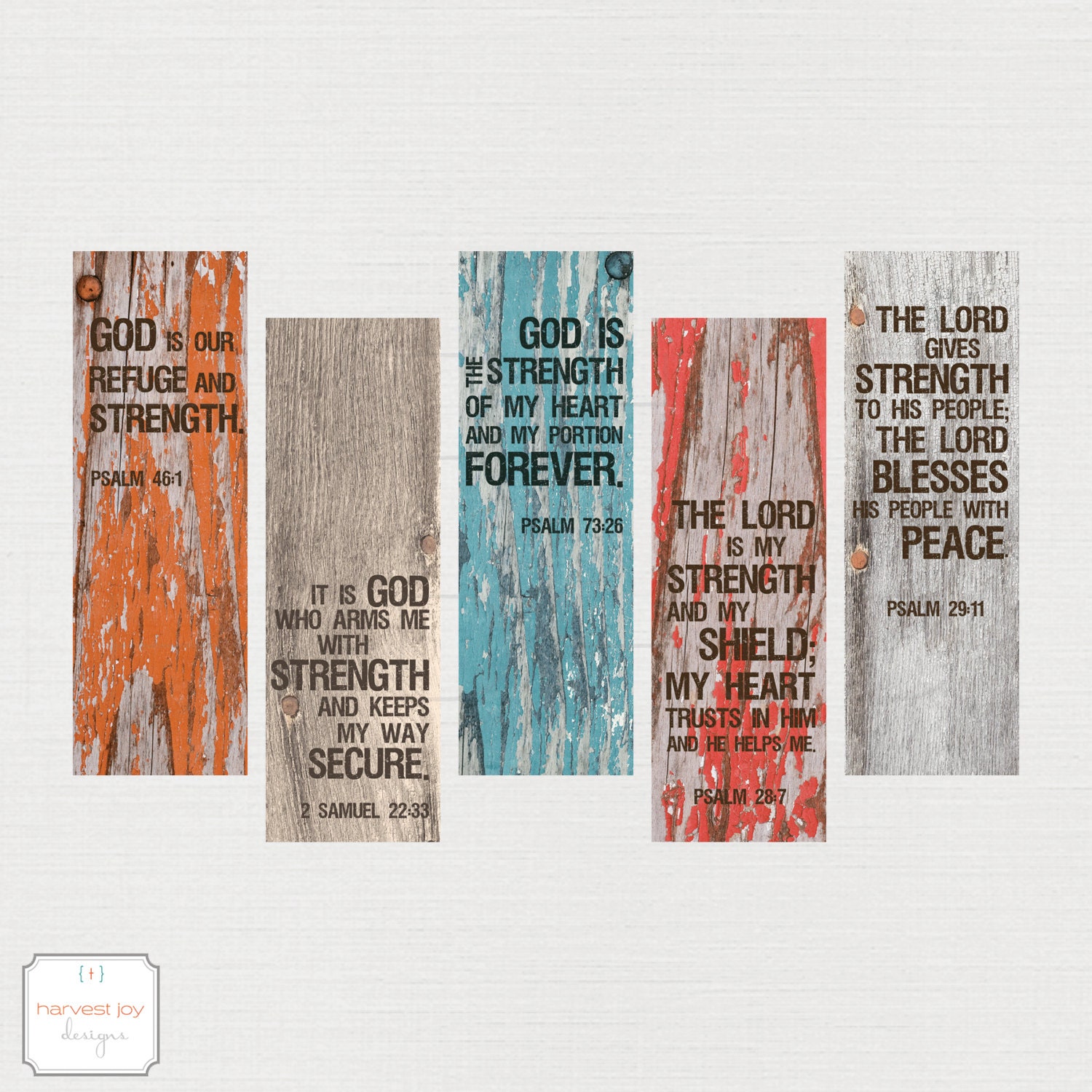 Inspirational Printable Bookmarks Strength by HarvestJoyDesigns